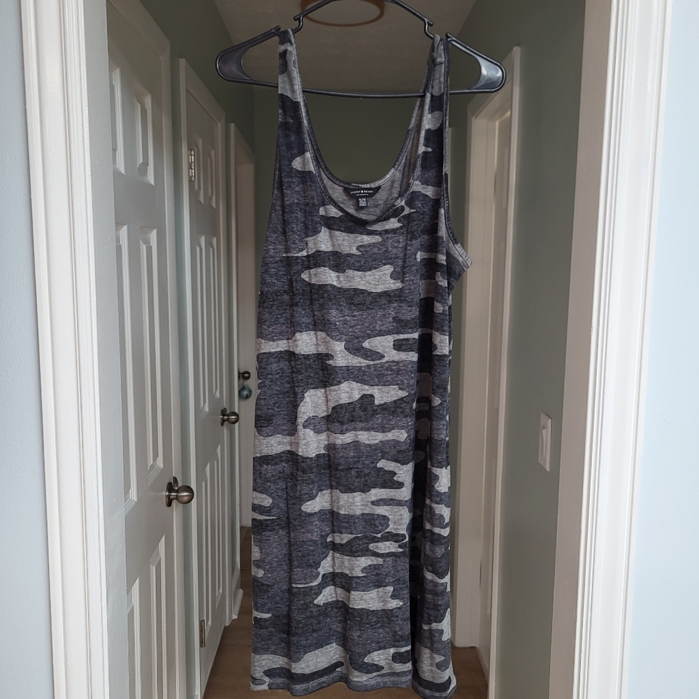 Lucky Brand Gray Camo Sleeveless Dress Lightweight Coverup XL